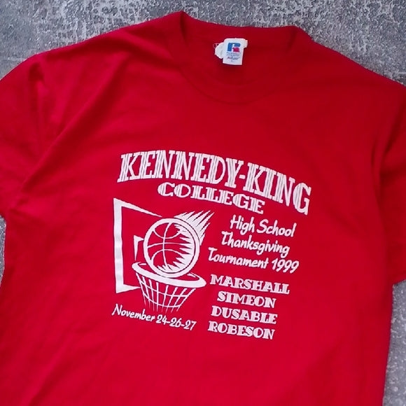 Vintage 1999 RUSSELL Basketball Thanksgiving Tournament Kennedy-KingT-Shirt