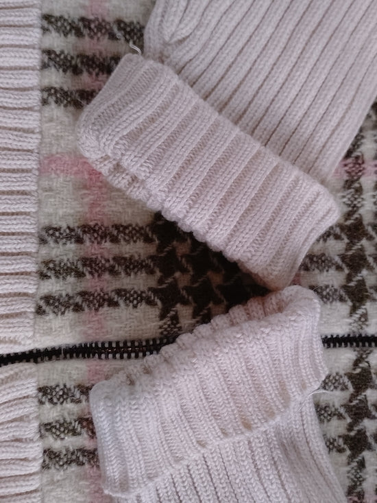 BURBERRY Wool Kids Sweater with Pink & Olive Plaid Front
