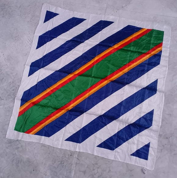 Totes Water-Repellent Striped Rain Scarf Blue & Green 26” Made in Japan