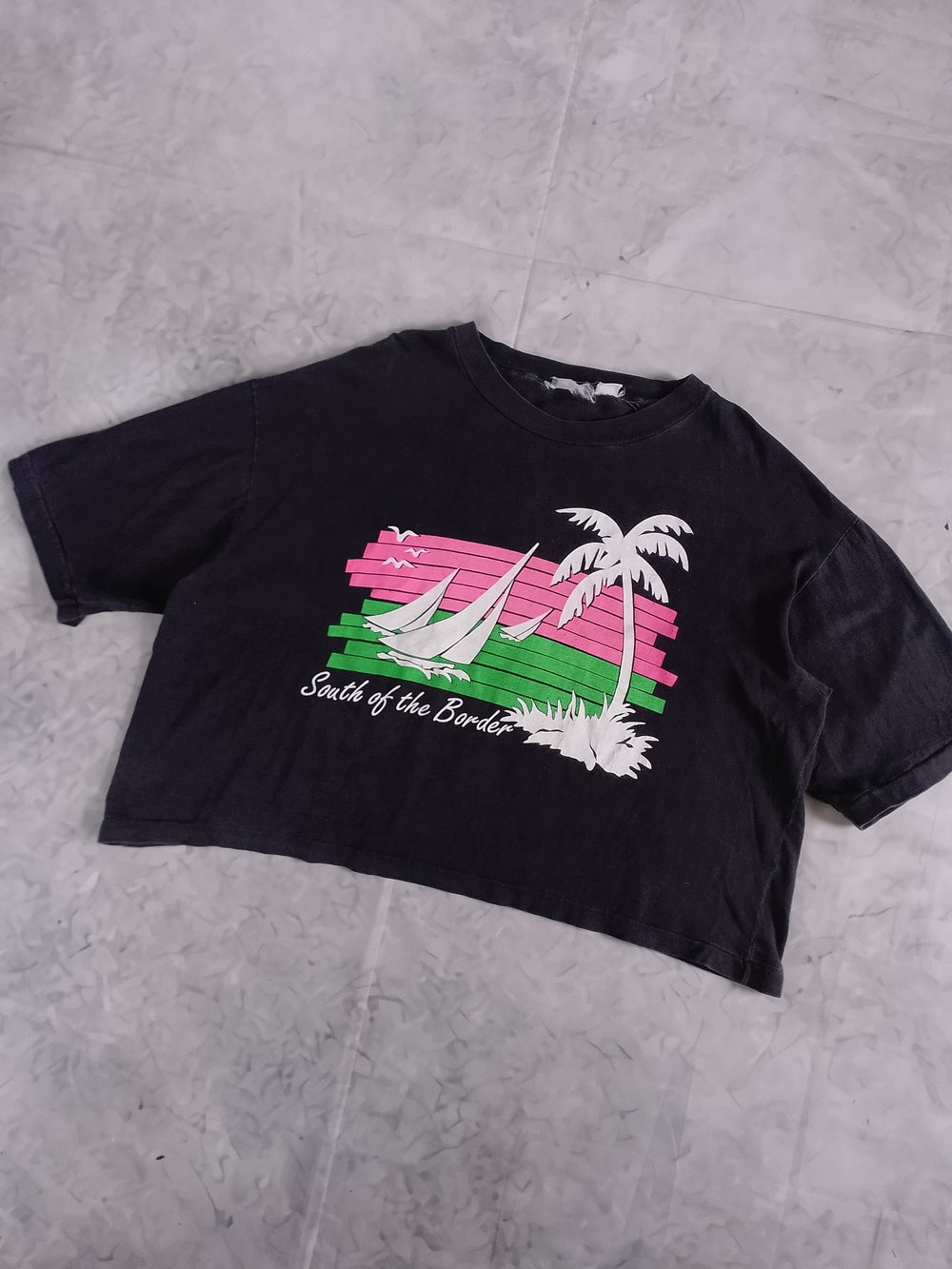 Vintage 90s South of the Border Black Crop Tourist Tee Single Stitch