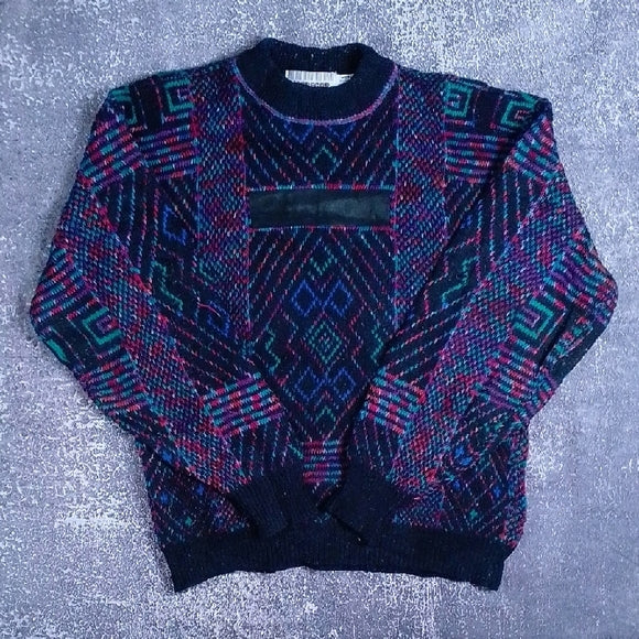 Vintage 90s Multicolour Geometric Sweater Ugly Grandpa Uncle Phil