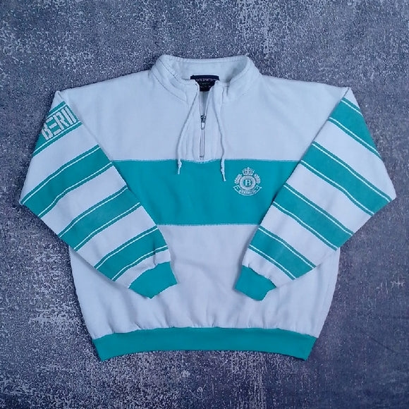 Vintage 90s BERMUDA Tourist White and Teal Sweater