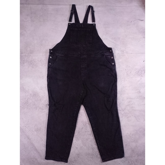 Stylish Modern Black Denim Overalls Workwear