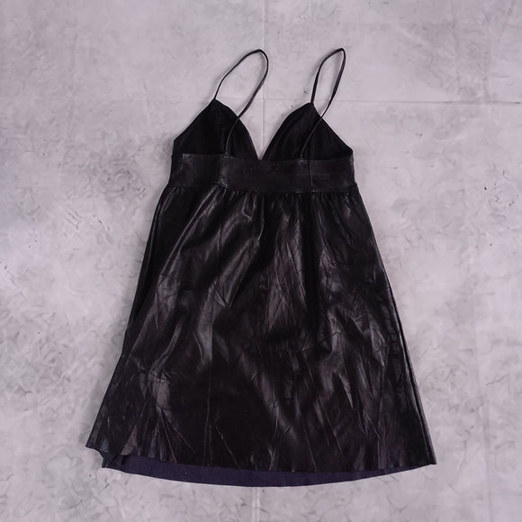 LEiTH Black Spaghetti Strap Dress Faux Leather