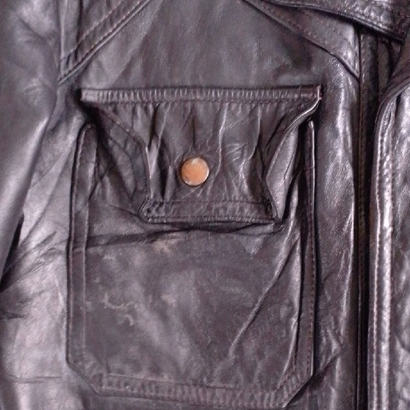 Vintage Leather Jacket Motorcycle Style Unisex