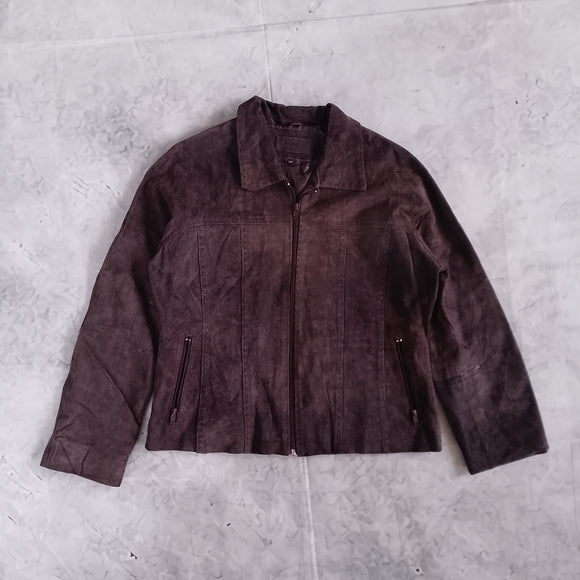 Suzy Shier Suede Zip Front Women's Jacket - Brown