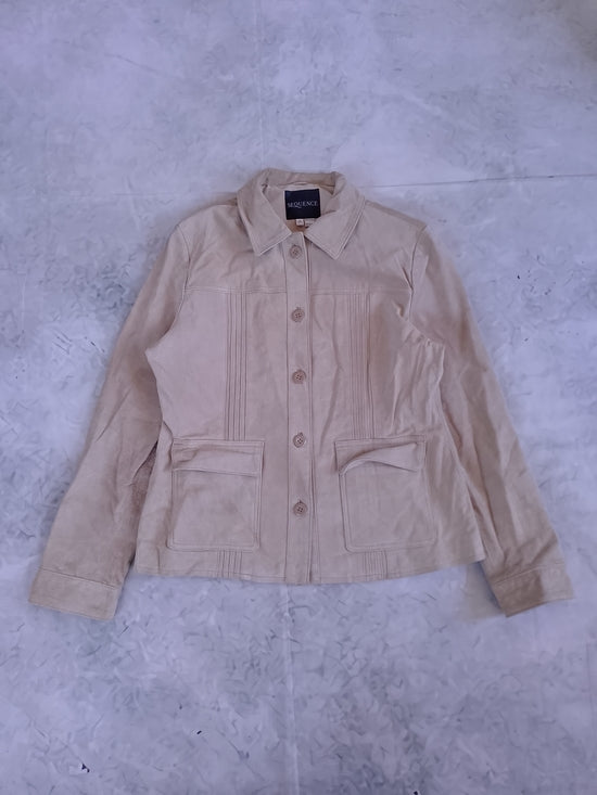 Vintage Beige Suede Button-Front Jacket SEQUENCE