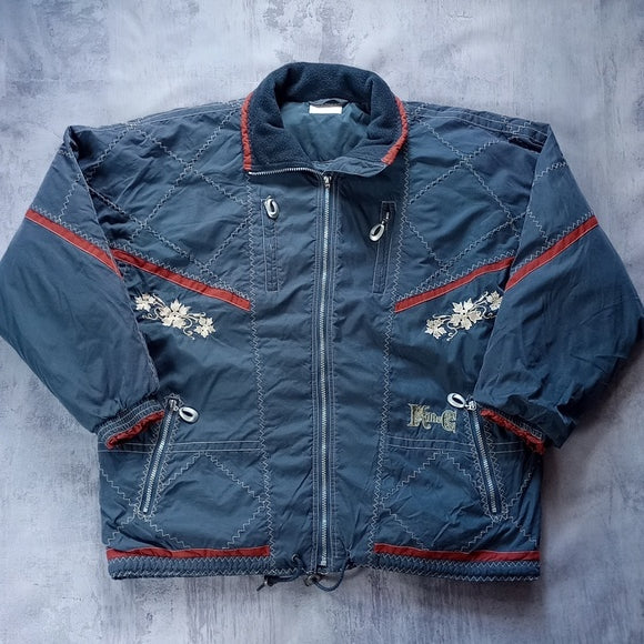 VINTAGE 90s Killtec Floral Embroidered Puffer Jacket UNISEX