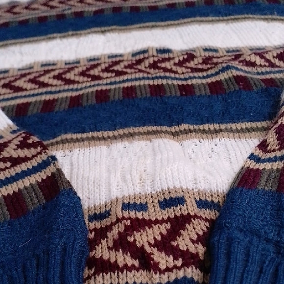 Vintage 90s Fine Line Striped Blue and Cream Sweater