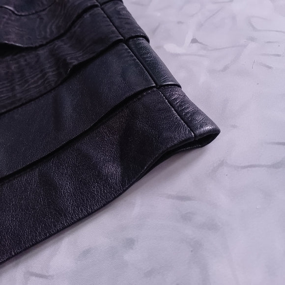 Vintage 90s MOMENTO MADE IN ITALY Black Leather Skirt