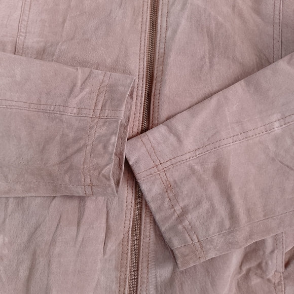 Suede Zip-Front Jacket in Tan Cleo Leather