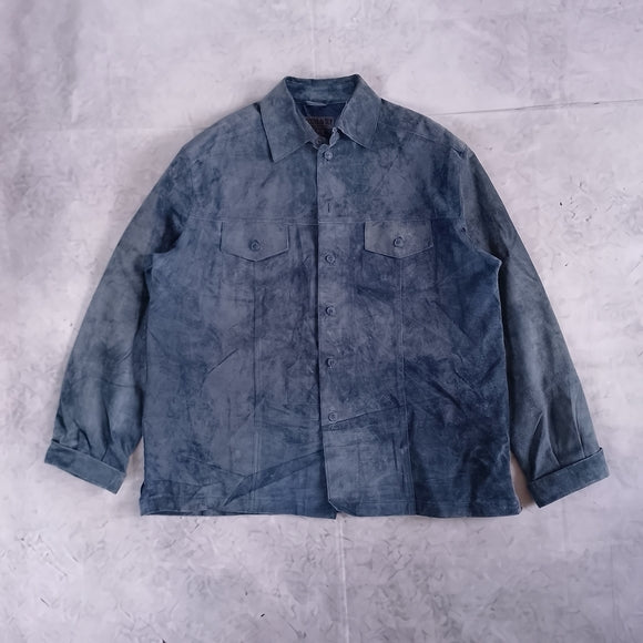 Vintage 90s Men's Blue Suede Button-Up Jacket BEDOYA & SLY