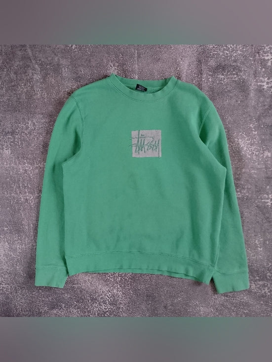 Stussy Men's Green Crewneck Sweatshirt