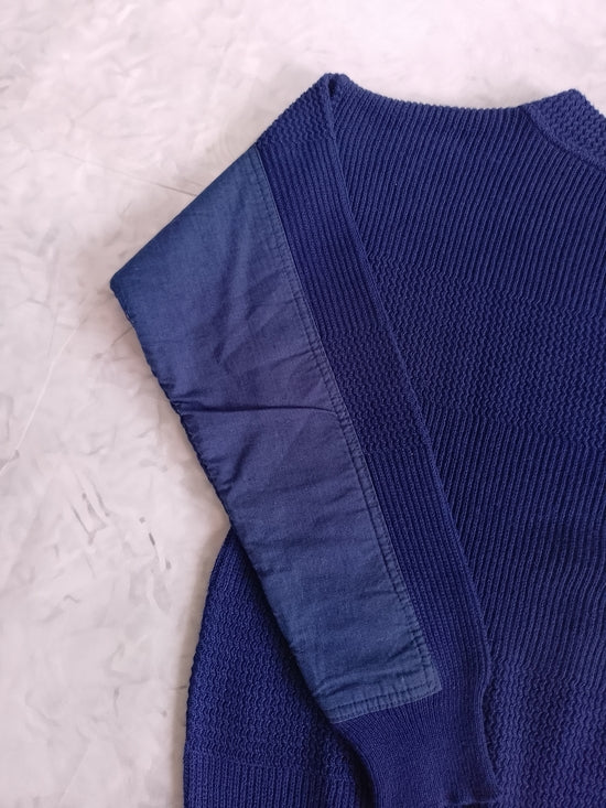 Vintage 90s Navy Blue Mixed-Media Sweater VIA FARINO