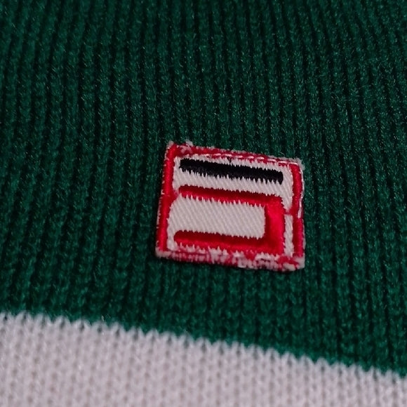 Vintage 80s Seaworth Knitwear Green and White Zip-Up Sweater