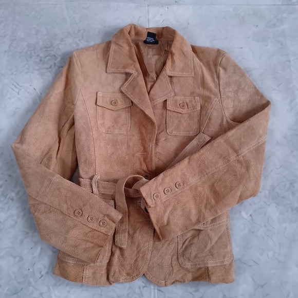 Rue21 Tan Suede Leather Belted Jacket