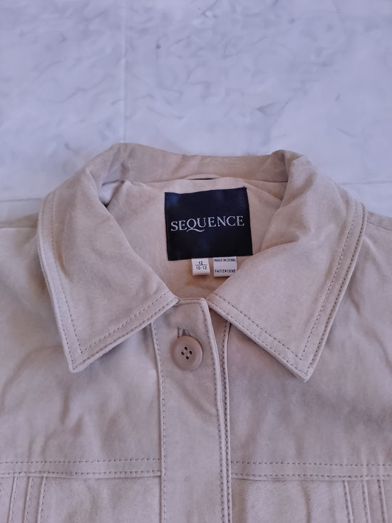 Vintage Beige Suede Button-Front Jacket SEQUENCE