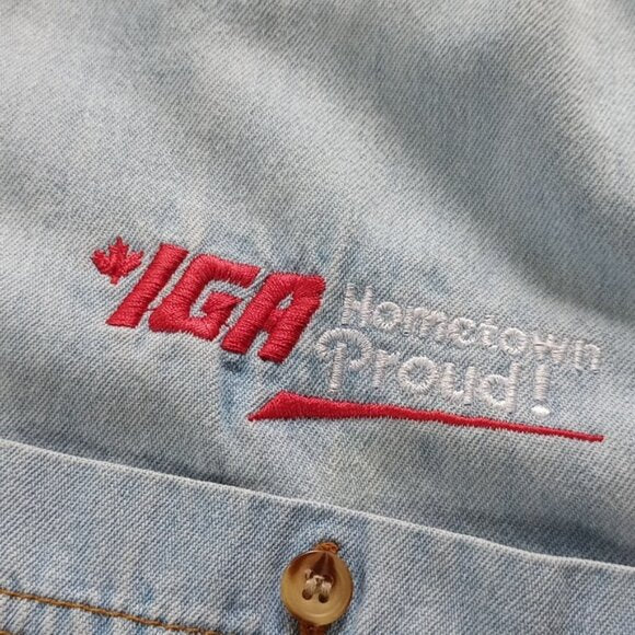 Vintage 90s IGA Home Town Proud Denim Button-Up Shirt