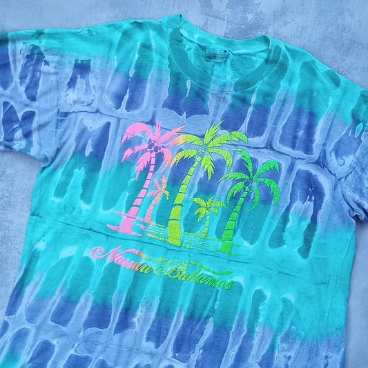 VINTAGE 90s Nassau Bahamas Tie Dye Single Stitch T-Shirt