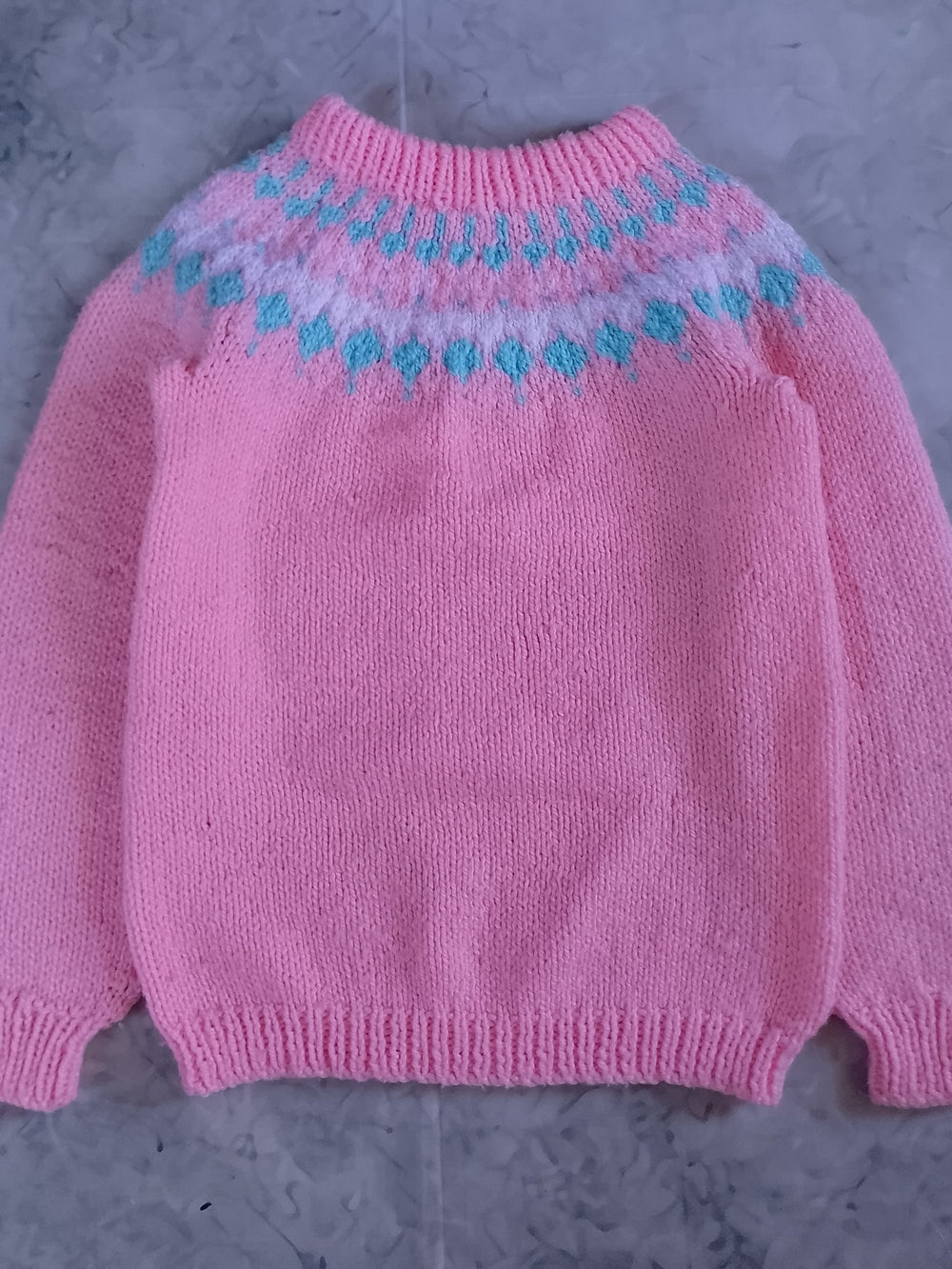 Vintage Pink Fair Isle Yoke Knit Sweater