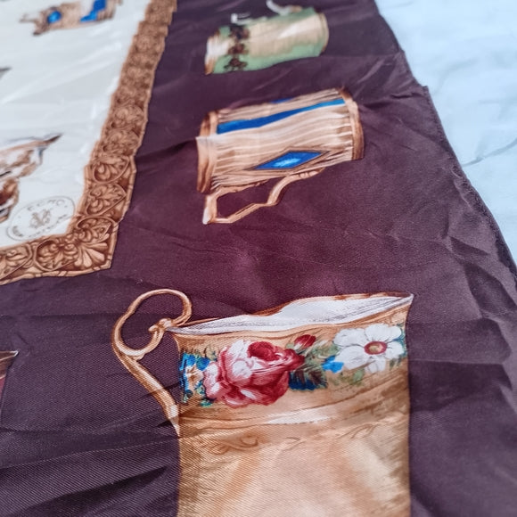 Vintage Echo Museum Collection Smithsonian Silk Scarf 1996 Tea Cup Designer
