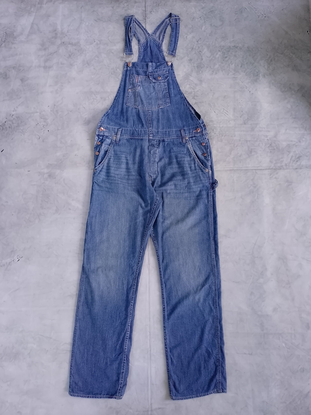 Denim Overalls LOOSE WAIST AND LEG BOYFRIEND Blue
