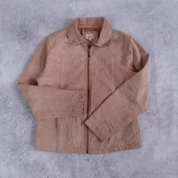 Suede Zip-Front Jacket in Tan Cleo Leather
