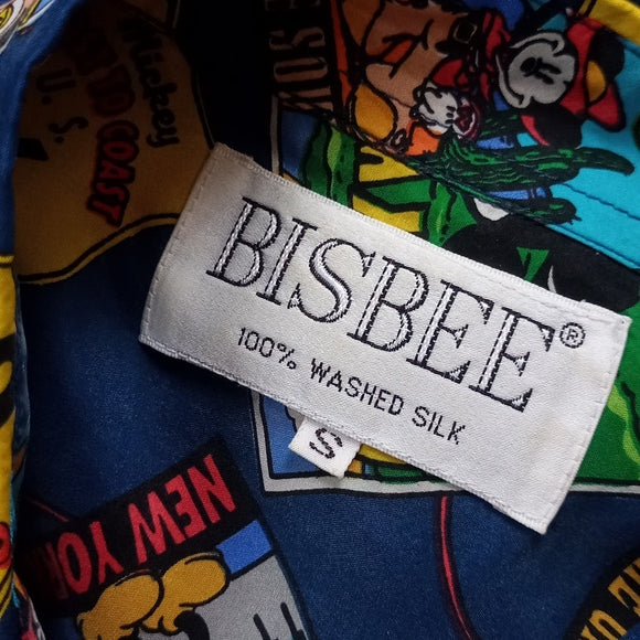 Vintage 90s Mickey Mouse Silk Button-Up Shirt Bisbee