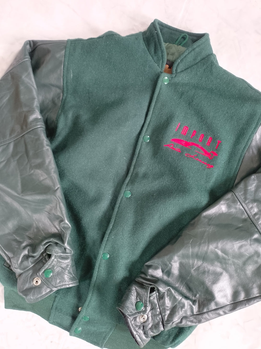 Vintage 1998 Import Auto Leasing Wool & Leather Jacket