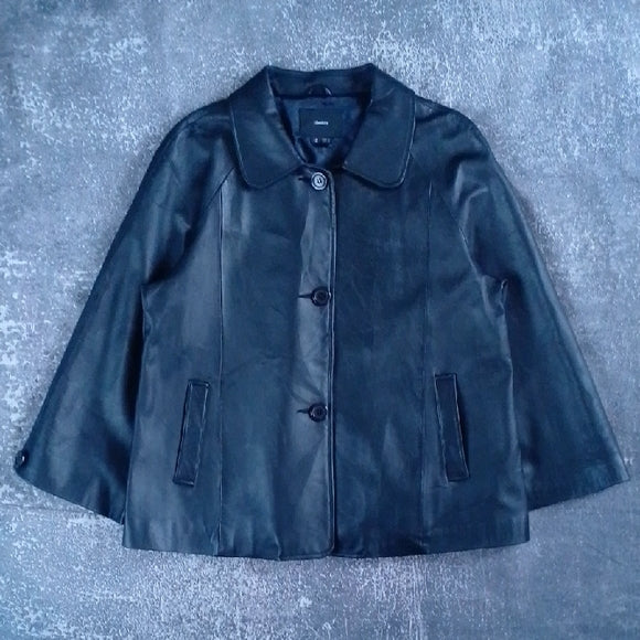 IDENTITY LEATHER FLARED ARMS JACKET