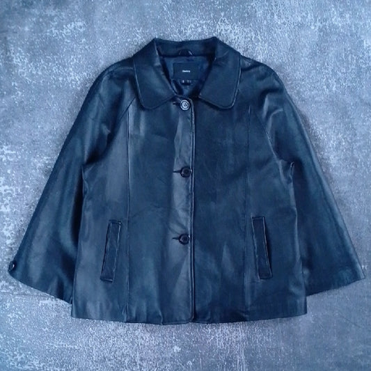 IDENTITY LEATHER FLARED ARMS JACKET
