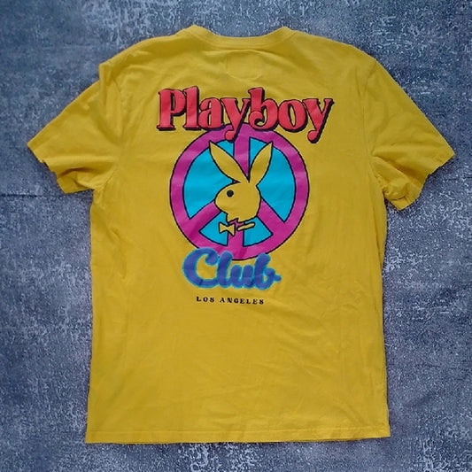 Playboy Yellow Tee with Colorful Graphic