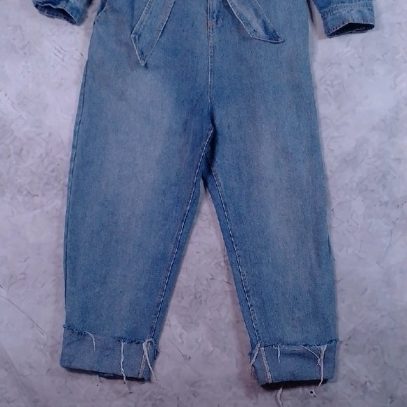 Denim Jumpsuit with Belt Workwear
