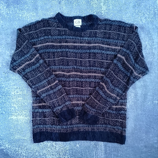 Vintage 90s GEOFFREY BEENE Striped Knit Grandpa Sweater
