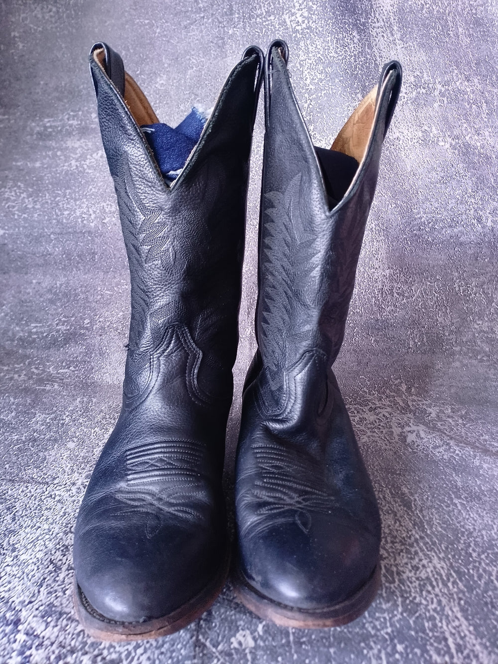 Vintage Boulet Black Leather Western Cowboy Boots, Country Rodeo 3E S J259704 95