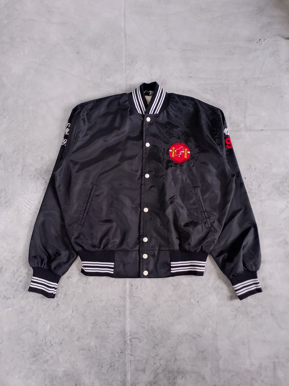 Vintage 90s NEW ENGLAND FOOTBALL ASSOCIATION Black Varsity Jacket
