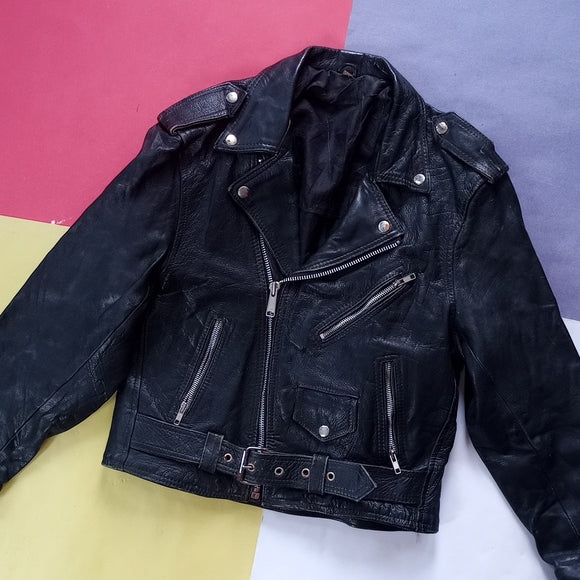 Vintage 80s Echtes Leder Echt Leer Leather Motorcycle Jacket