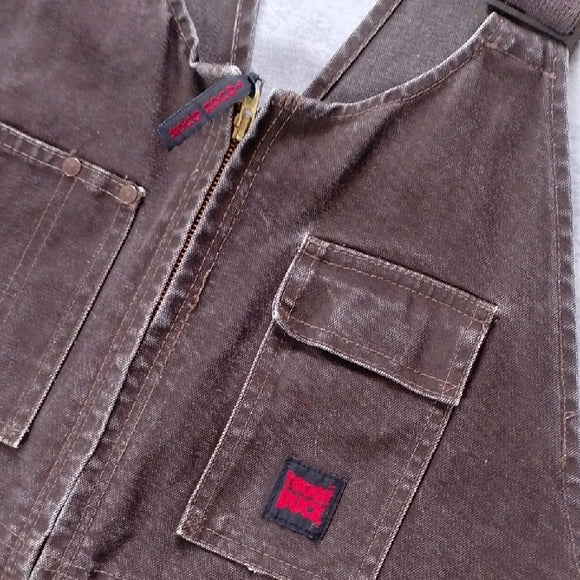 VINTAGE 90s TOUGH DUCK Double Knee Brown Denim Overalls UNISEX WIDE BAGGY