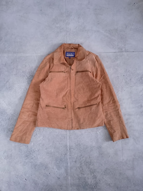 Vintage BUM Equipment Women's Tan Suede Zip Jacket