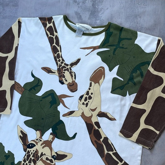 Vintage 90s Giraffe Graphic Long-Sleeve T-Shirt