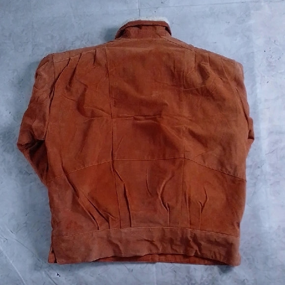 Vintage 80s Leather Sherpa Lined Jacket Shearling Collar
