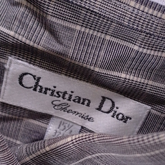 Vintage 90s Christian Dior Chemise Gray Striped Shirt