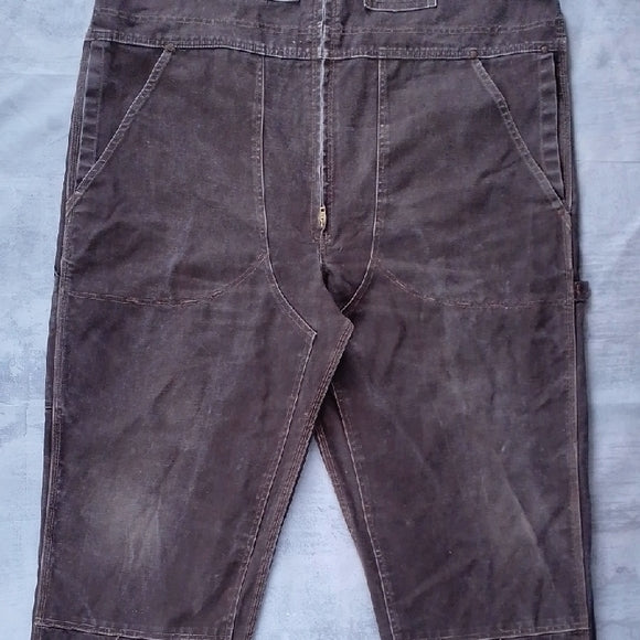 VINTAGE 90s TOUGH DUCK Double Knee Brown Denim Overalls UNISEX WIDE BAGGY