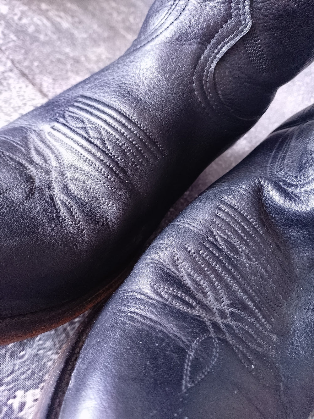 Vintage Boulet Black Leather Western Cowboy Boots, Country Rodeo 3E S J259704 95
