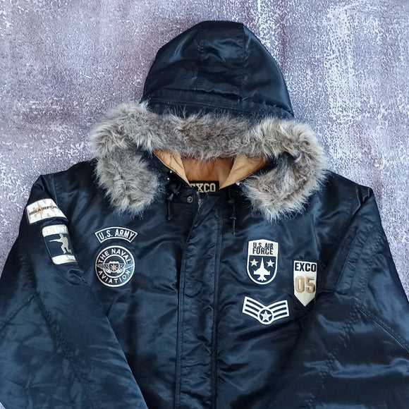 Vintage Exco Air Force Military Faux Fur Jacket Parka