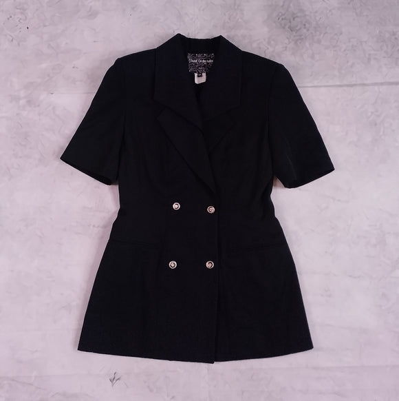 COMME CA des halles Paris Black Double-Breasted Blazer Open Back