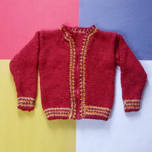 Vintage Handmade Red Zip Up Sweater Jacket