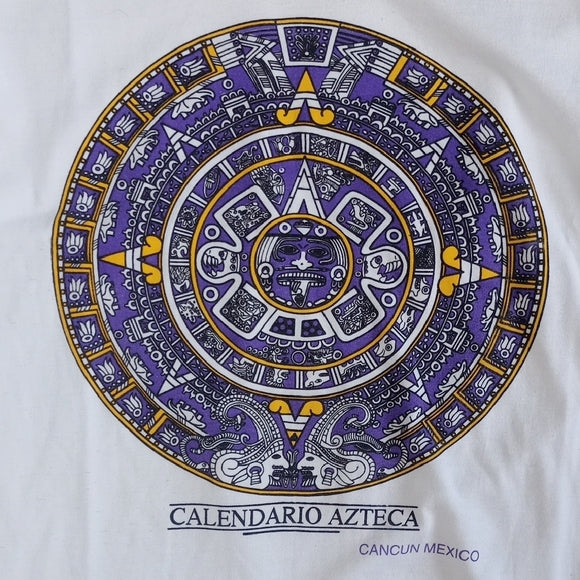 Vintage 90s Aztec Calendar Calendario Azteca Camus T-Shirt Single Stitch UNISEX