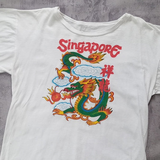 VINTAGE 90s Singapore Flying Dragon Single Stitch T-Shirt