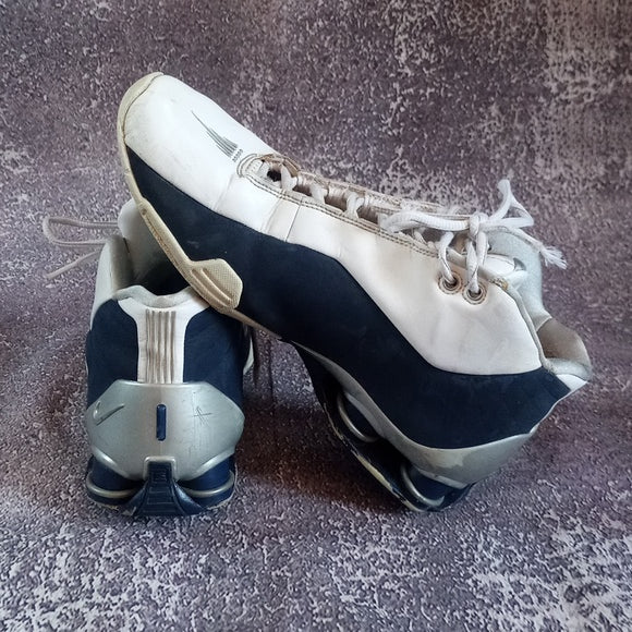 Nike Shox BB4 White Silver Navy Shoes AT7843-100 Vince Carter